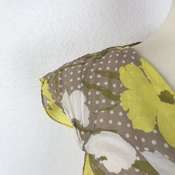 Diane von Furstenberg Top Blouse Pullover Polka Dot Floral Print Draped - Picture 3 of 8